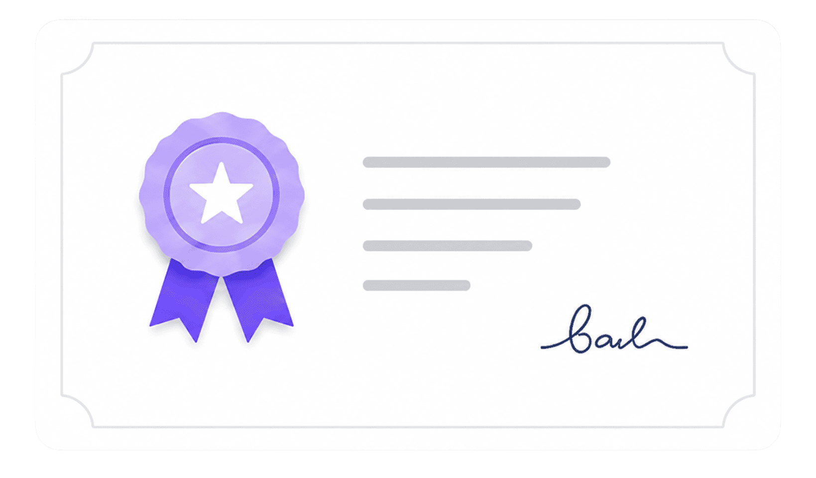 A signed certificate with an award ribbon